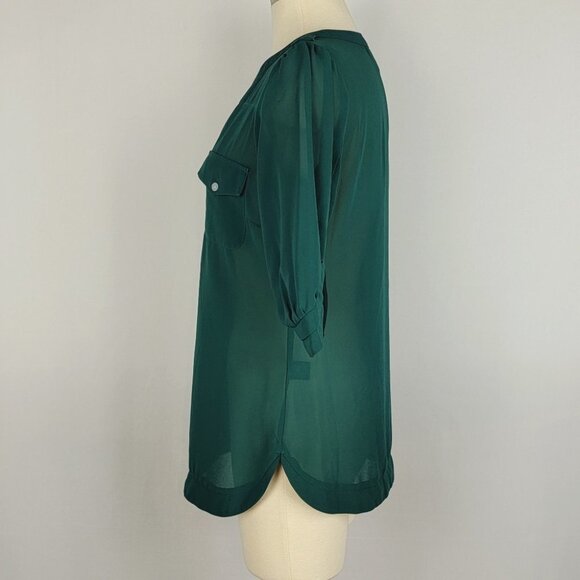 Angie Womens Sheer Tunic Blouse Small Green Career Ethereal Layer Goblin… - Picture 9 of 16